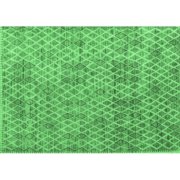 Ahgly Company Indoor Rectangle Abstract Emerald Green Modern Area Rugs, 8' x 10'
