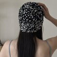 thumbnail image 2 of Byfri Sequin Crochet Skull Cap Hollow Out Summer Beanie Hat for Beach Parties Black 54-58cm, 2 of 7