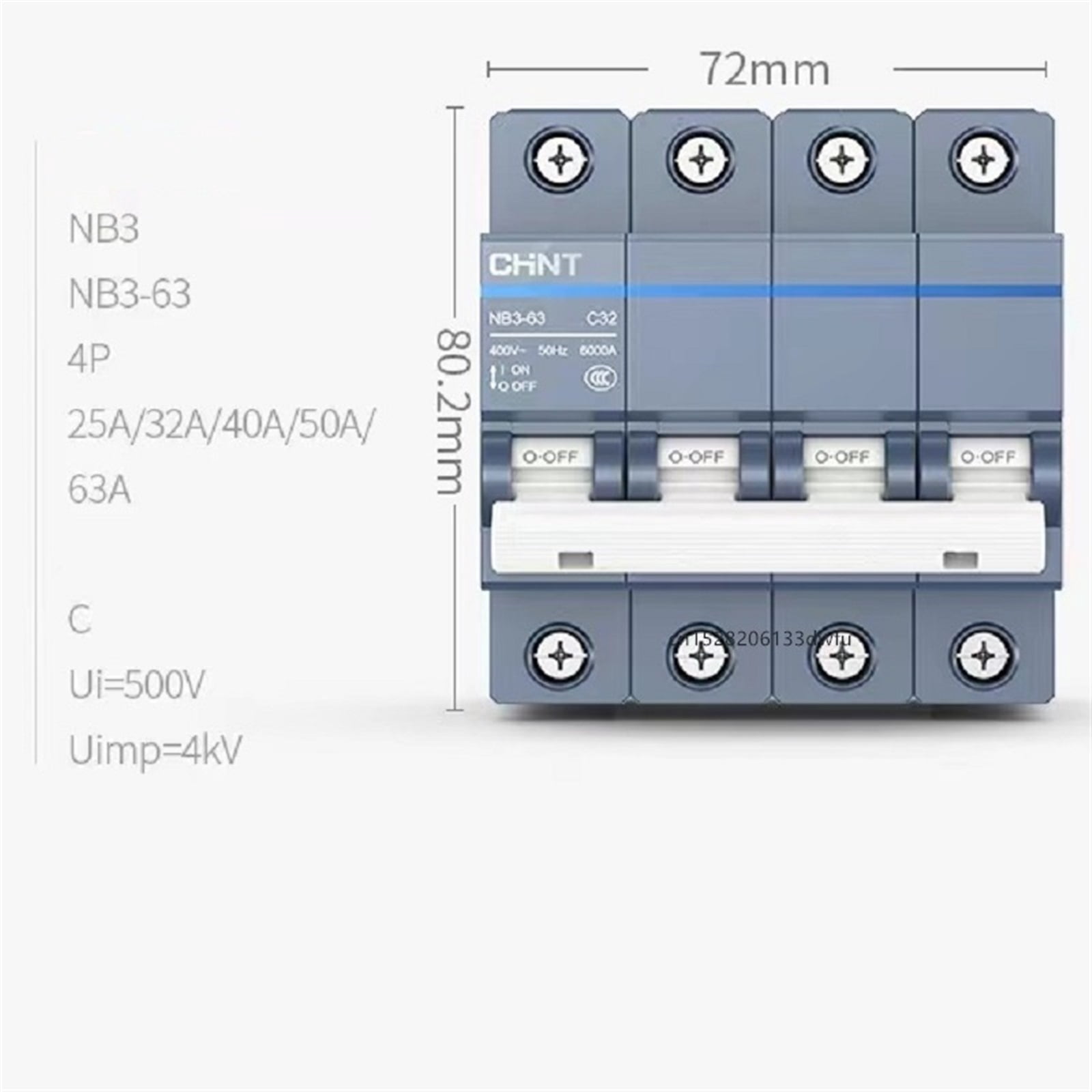 NB3 1P 1P+N 2P 3P 4P AC 230/400V Circuit Breaker DIN Rail Mounting Miniature