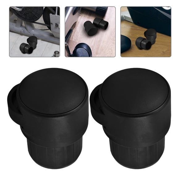 WASHWEPE 2Pcs Black Plastic Exercise Equipment Casters Wheels For Machines Smooth Gliding Mobility
