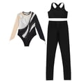 thumbnail image 6 of iiniim Kids Girls Ice Figure Skating Gymnastics Leotard Rhinestones Mesh Patchwork Bodysuit with Sleeveless Vest Silver 14, 6 of 7