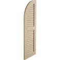 thumbnail image 3 of Ekena Millwork 15"W x 40"H (25" Low Side) Timberthane Rough Sawn Two Equal Louver w/Quarter Round Arch Top Faux Wood Shutters (Per Pair), Primed Tan, 3 of 6