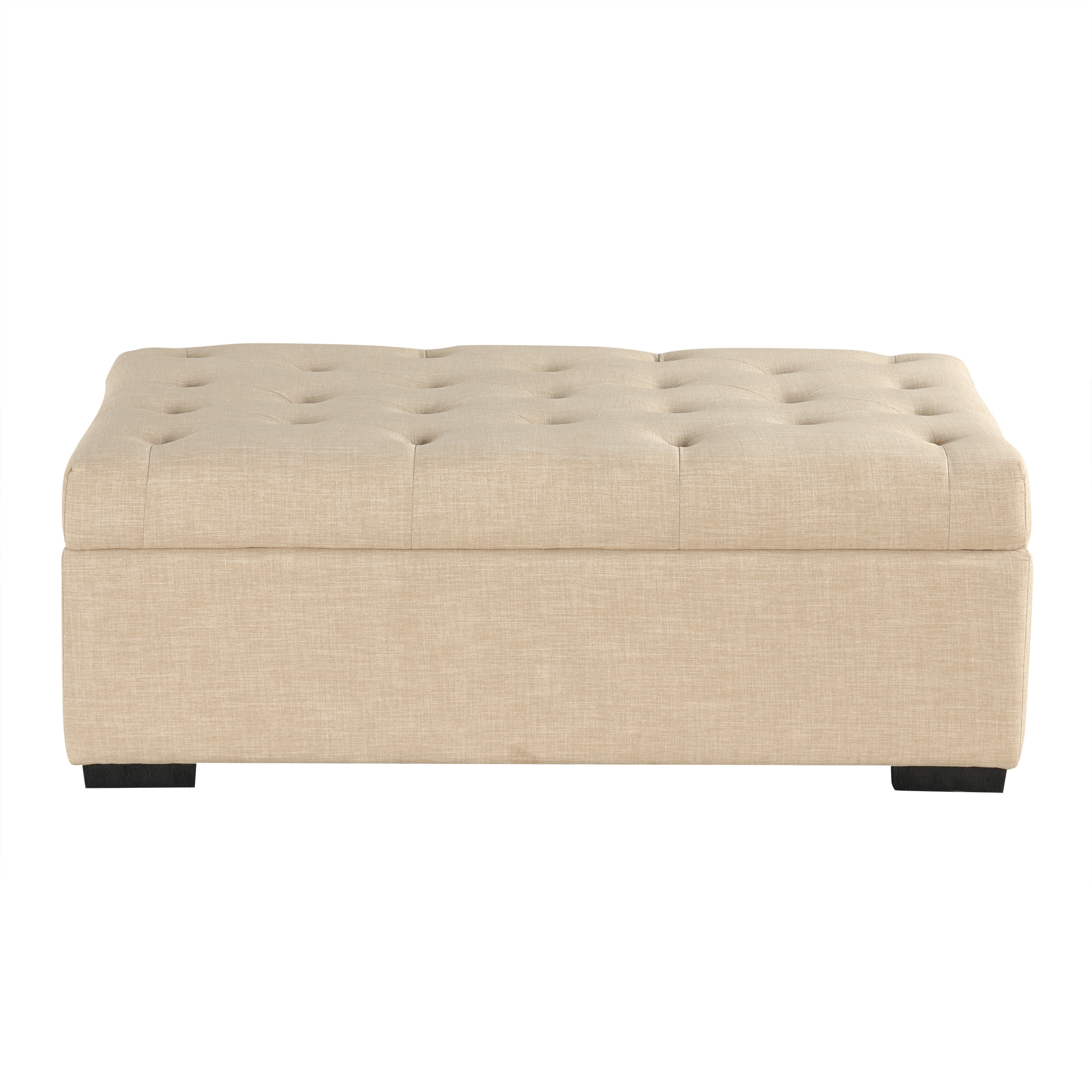 Euroco Convertible Ottoman Sleeper Bed with Memory Foam Mattress, Folding Twin Bed for Guests, Tufted Linen Upholstery, Iron Frame, Space-Saving Sofa Bed