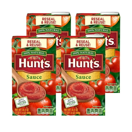 (4 Pack) Hunt's Tomato Sauce, 33.5 oz (Best Tomato Pasta Sauce)