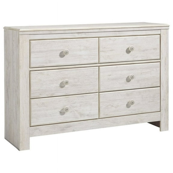 Signature Design by Ashley Paxberry 6 Drawer Dresser in Whitewash