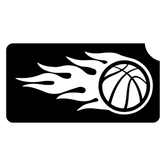 Art Factory Glitter Tattoo Stencil - Basketball with Fire (5/pack), Temporary Tattoo Template for Kids Adults, Face Paint Stencil Body Art Stencil, Stencil for Face Painting, Party, 3.3'' x 1.75''
