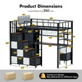 thumbnail image 2 of Advwin Twin Size Loft Bed with Desk, Stairs, Closet & 12 Fabric Drawers, Metal Gaming Loft Bed with LED Lights, Charging Station & Guardrail, Space-Saving Bed for Bedroom, Dorm, Black+Rustic Brown, 2 of 8