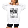 thumbnail image 4 of Game Day Sweatshirt for Women Striped Distressed Football Crewneck, Black on White Sweatshirt, L, 4 of 8