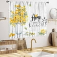 thumbnail image 4 of Yellow Rustic Kitchen Curtains,Farmhouse Country Vintage Wood Floral Flower Sweet Love Home Short Cafe Window Curtain for Bedroom Living Room Bathroom 2 Panels,55X39 Inch, 4 of 5