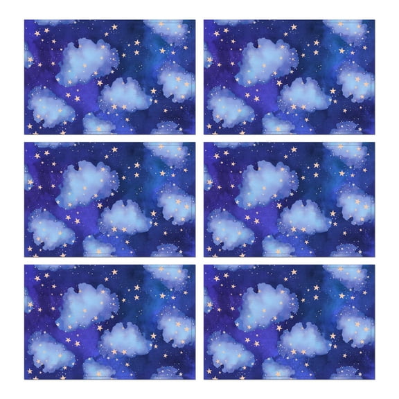 Placemats Set Of 6 Linen Non Slip Table Place Mats Star Sky Romantic Place Mats for Outdoor Tables Desk Kitchen