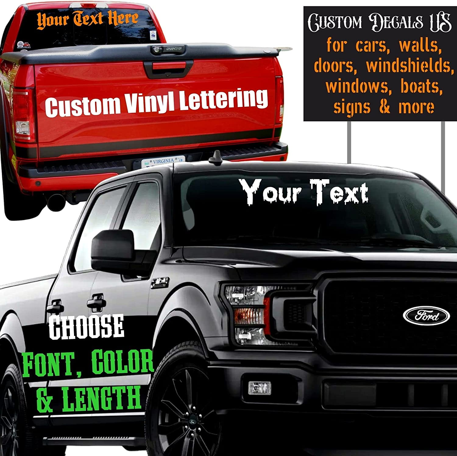 Custom Decal Vinyl Letter Stickers - Window Wall Windshield Car