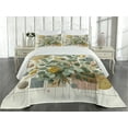 thumbnail image 2 of Ambesonne Eucalyptus Leaves Quilted Coverlet 3 Pcs, Blooming Geometry, King Size, Green Multicolor, 2 of 4