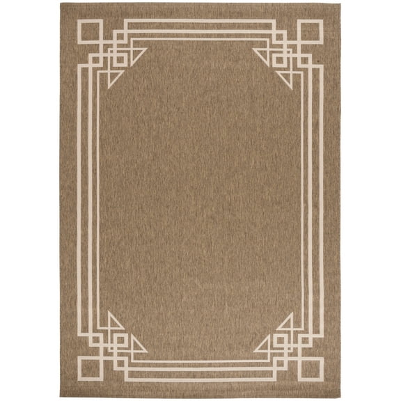 SAFAVIEH Courtyard Abagail Bordered Indoor/Outdoor Area Rug, Brown/Light Beige, 8' x 11'