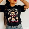 thumbnail image 5 of I Need Glasses Funny Wine T-Shirt, Retro Glam Black Tee for Stylish and Witty Women, 5 of 6