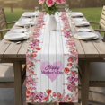 thumbnail image 4 of Mother's Day Table Runner 90 Inches, Spring Floral Purple Love Heart Wood Grain Bed Runner Dresser Scarves Tabletop for Indoor Outdoor Parties/Ceremony/Banquet, 13" x 90", 4 of 9