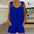 thumbnail image 4 of Zpanxa Two Piece Sets for Women Summer V-Neck Sleeveless Camisole Tops with Pockets Comfy Shirts Biker Shorts Tracksuit Casual Sweat Sets Lounge Sweatsuits Matching Set Dark Blue A XL, 4 of 7