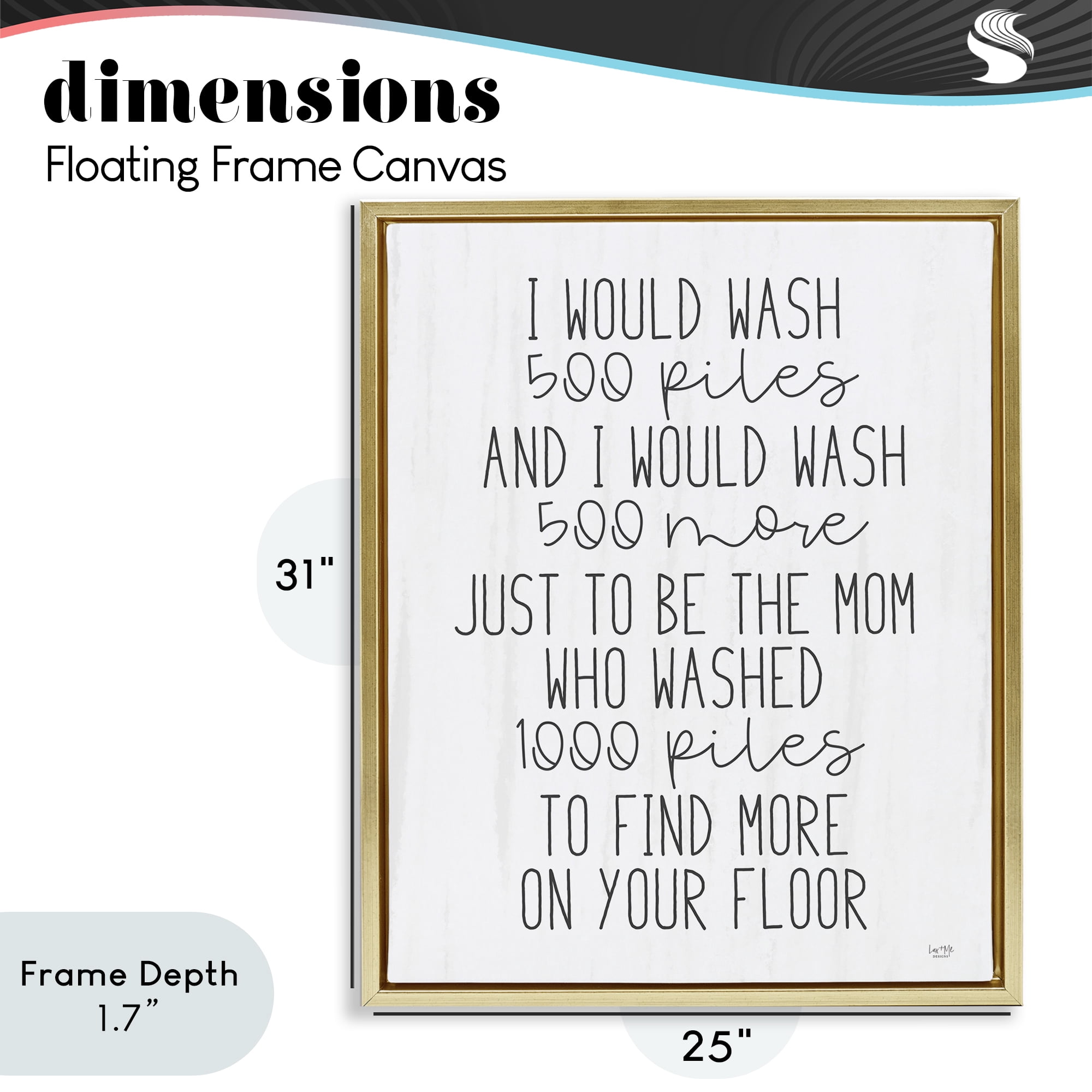 Stupell Industries Would Wash 500 Piles Gold Framed Floater Canvas Wall Art, design by Lux + Me Designs