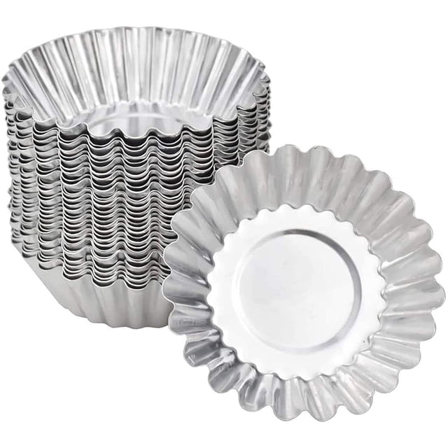 Moule à Tarte aux Œufs en Aluminium - 40 Pcs Moules à Crêpes Mini Moules à Muffins Réutilisables Moule à Tarte aux Œufs Moules à Cupcakes Moules à Pudding Outils de Cuisson