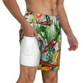 thumbnail image 3 of Picia Vegan1 pattern Mens Swim Trunks with Compression Liner Stretch Beach Shorts Quick Dry with Zipper Pockets No-Chafing Board Shorts-Large, 3 of 9