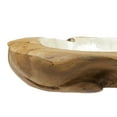 thumbnail image 6 of DecMode 16" Handmade Round Live Edge Free Form Nautical Brown Teak Wood Decorative Bowl with Capiz Interior, 6 of 10