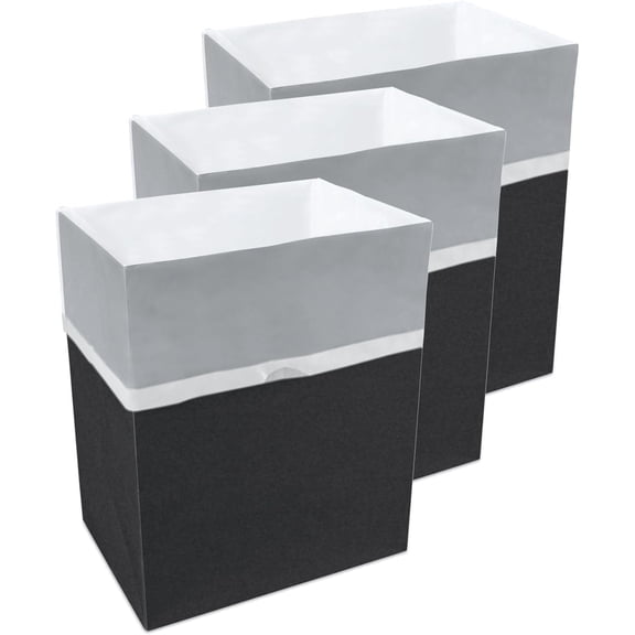 Clean Cubes 13-Gallon Pop-Up Trash Bins, 3-Pack, Black – Disposable, Collapsible, with Fitted Trash Bags