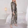 thumbnail image 4 of Disketp Pajamas Set Long Sleeve Sleepwear Womens Button Down Nightwear Pj Sets-Wooden Texture, 4 of 9