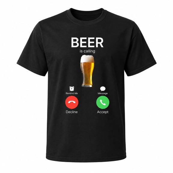 Beer Is Calling Graphic T-Shirt, Funny Unisex Classic Fit Tee