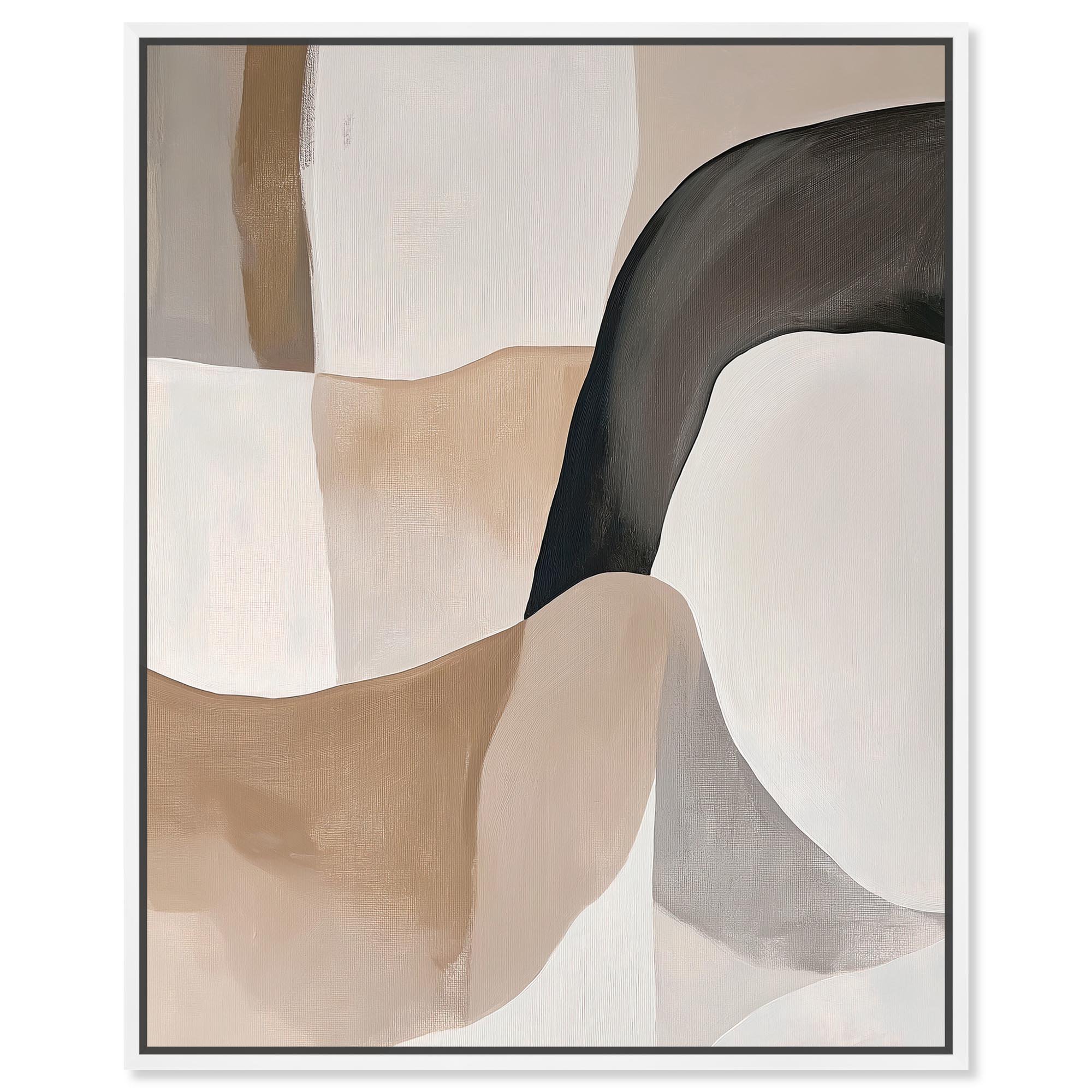 Curvilinear Composition I Canvas Abstract Shape Boho by Art Remedy White Frame 36 x 45