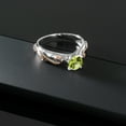 thumbnail image 4 of Gem Stone King 0.85 Ct Round Green Peridot 925 Sterling Silver 2 Tone Vine Ring (Size 5), 4 of 5