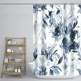 thumbnail image 5 of Extra Long 72"x84" Dark Blue Botanical Floral Shower Curtain Set with Hooks, Watercolor Ink Print and Dyed Plant Floral Bathroom Curtains, Waterproof Washable Lacquer Fabric for Bathroom, 5 of 6