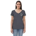 thumbnail image 2 of Simple line White Cat Embroidered recycled V-Neck Tee  (Heathered Navy, S), 2 of 4