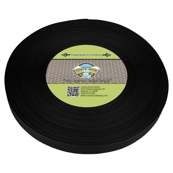 Country Brook Design® 3/4 inch Black Polypro Webbing, 50 Yards