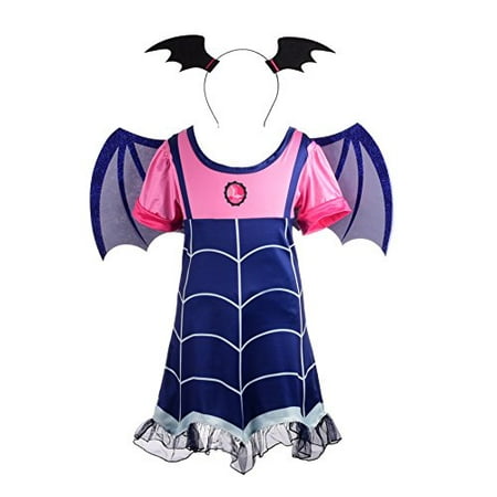 Dressy Daisy Girls Vampirina Boo-Tiful Dress Halloween Fancy Party Costume Outfit Set w/Headband Wing Size 6X / 8 B