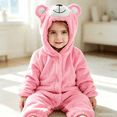 thumbnail image 2 of Toddler Unisex Onesie Hooded Animal Halloween Outfit Soft Bear Button up Jumpsuit Infant Baby Fall Winter Outfits Clothes, 2 of 4