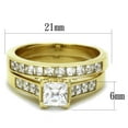 thumbnail image 5 of Womens 0.8 Carat Princess CZ Gold IP Stainless Steel Wedding Engagement 2 Rings Set - Size 7, 5 of 7