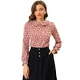 thumbnail image 1 of Blusa Cuello Manga Larga Volantes Parte Superior Rojo T S, 1 of 6