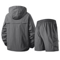 thumbnail image 5 of Evdexr Men's 2 Piece Sets Hooded Full Zip Windbreakers & Cargo Shorts Hiking Outfits 2026 Summer Casual Lightweight Big and Tall Drawstring Sets with Pockets Gray XL, 5 of 8