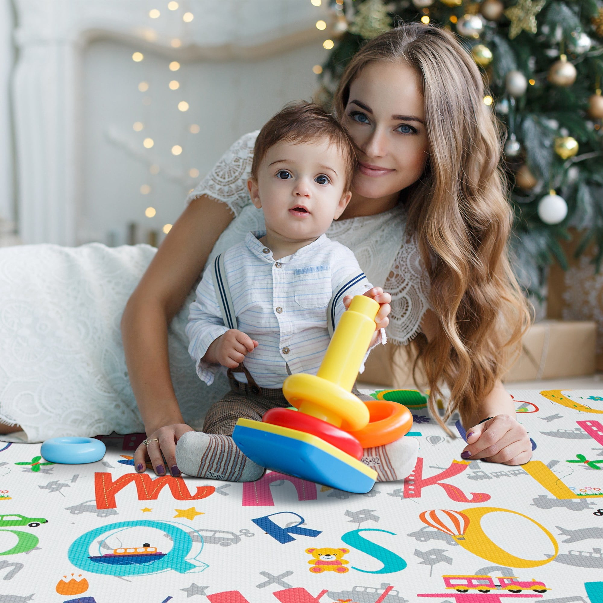 RAY STAR 55x90.5x0.39in Baby Play Mat, Reversible Crawling play mat Thickness Soft Mat