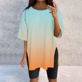 thumbnail image 2 of Uooqdmx Oversized Tshirts for Women, Tunics or Tops to Wear with Leggings, Oversized Workout Shirts for Women, Athletic Tops for Women, Womens T Shirts Loose Fit, Orange L, 2 of 5