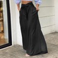 thumbnail image 3 of Pantalones largos de cintura alta para mujer, falda holgada informal con cinturón, ropa de calle lisa, 2023, 3 of 5