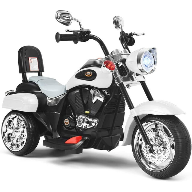 Moto en Estilo Chopper Costway Moto Montable Alimentada a Batería Blanco