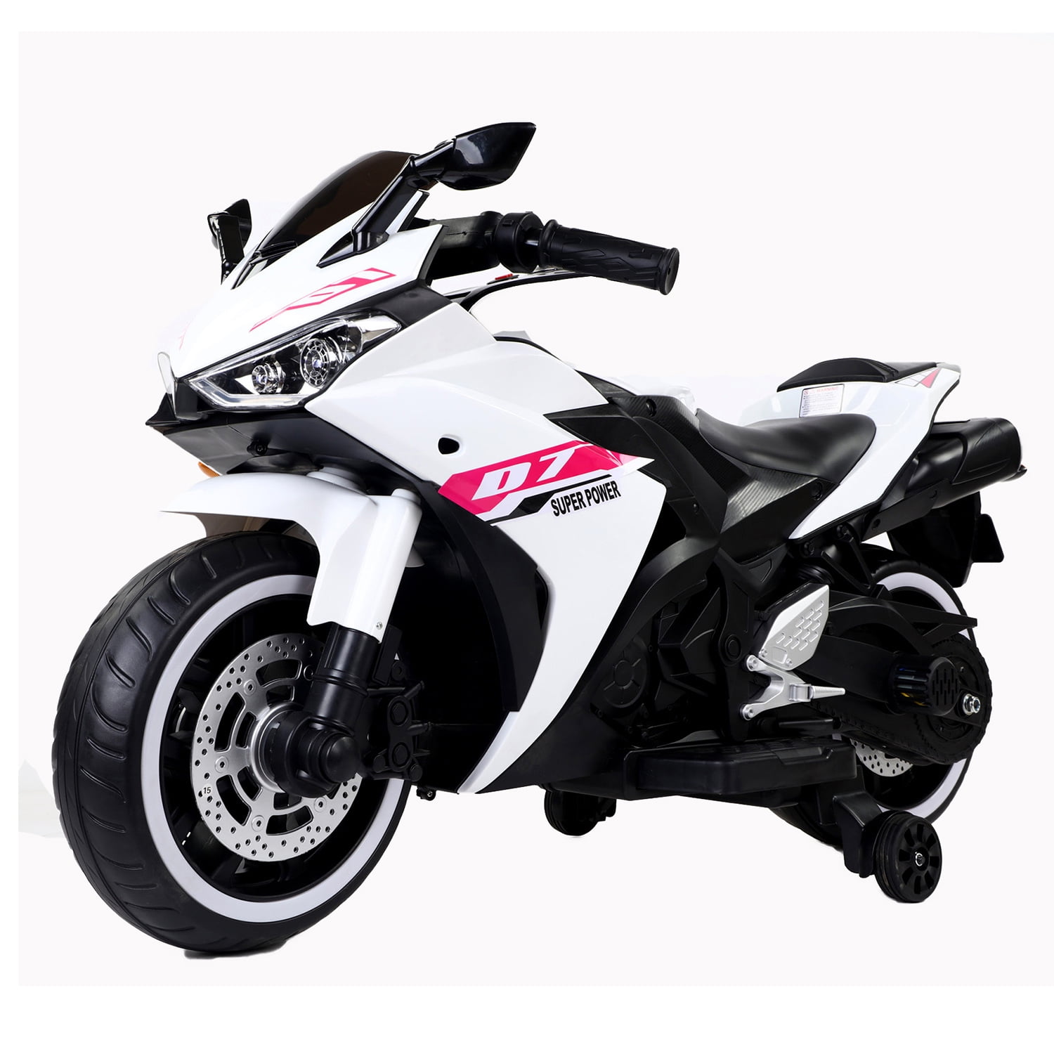 CIPACHO Kids Motorcycle 12V Powered Ride Ons for 3-6 Years Boys Girls Electric Kids Car Toys with Lightting Wheels, White