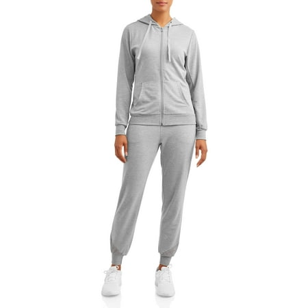 - Women's Athleisure Inside Mesh French Terry Zip Up Hoodie and Jogger Set