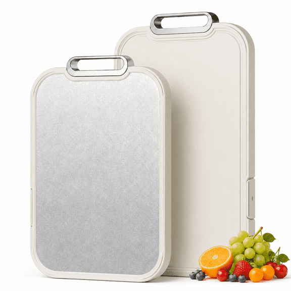 Titanium Cutting Board for Kitchen, Double-Sided Titanium and PP Food Prep Board, Easy to Clean Chopping Board for Meat, Vegetables, Fruit and Bread, 15.74 x 10.23 Inch