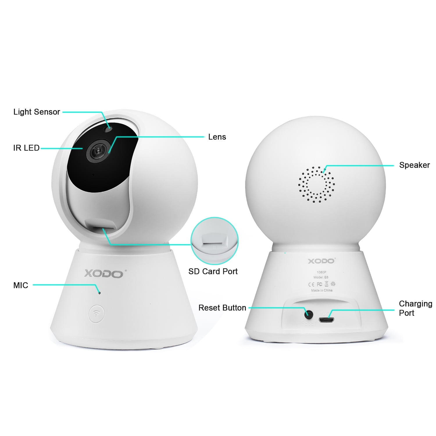 XODO WiFi 1080p HD Home Security Camera System, Indoor Wireless Camera with Night Vision & 2-Way Audio, White