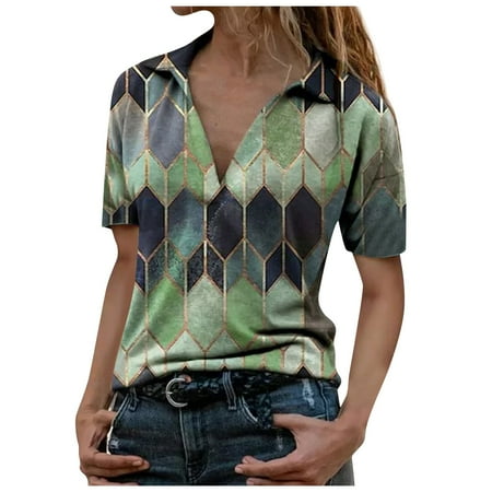 

adviicd Corset Tops For Women Women s Plus Size Tops Short Sleeve Criss Cross V Neck T-ShirtGreenM