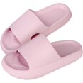 thumbnail image 1 of Cloud Sliders Women Men, non-slip beach slippers women summer, soft flip flop cushion sliders, platform pool sliders shower shoes for indoor Pink 1, 1 of 5