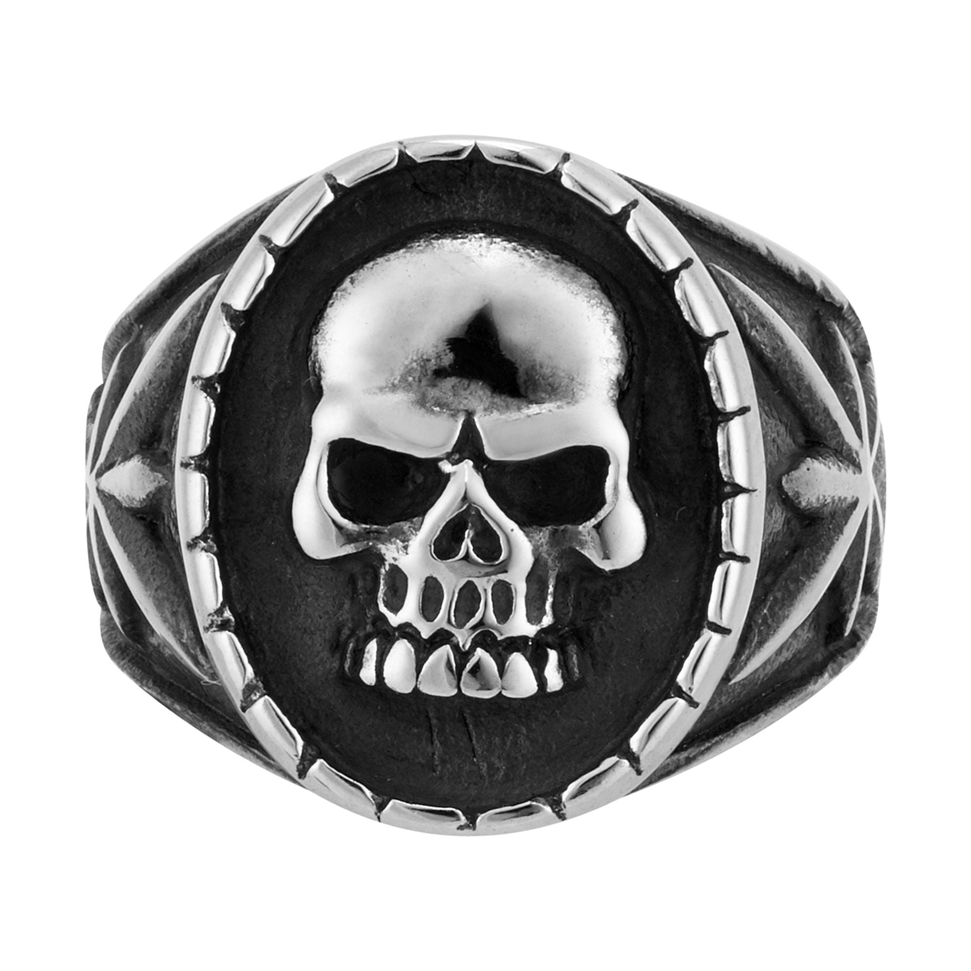Ed Hardy Men's Antique Silver Tone Metal Skull Ring Size 10