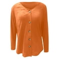 thumbnail image 4 of Hcyirli Women Fall Winter Cardigan Button Sweater Casual Comfortable Commute Solid Color Top Cozy Soft Knit Outerwear Orange S, 4 of 5