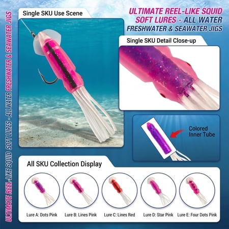 QLUEWX Bionic Squid Soft Lure Double-Layer Colored Tube Octopus Bait Plastic Trolling Jig For Freshwater & Saltwater All-Water Angling Tackle Gift For Fishing Enthusiasts